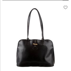 Longchamp Rosea Dome Black Leather Shoulder Bag